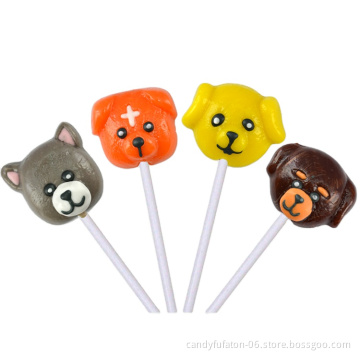 Hot sell handmade puppy dog shape marshmallow lollipops candy